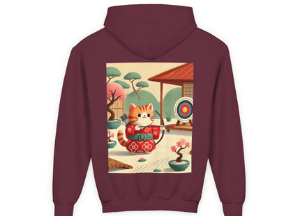 Archer Kitten in the Zen Garden Youth Heavy Blend Hooded Sweatshirt