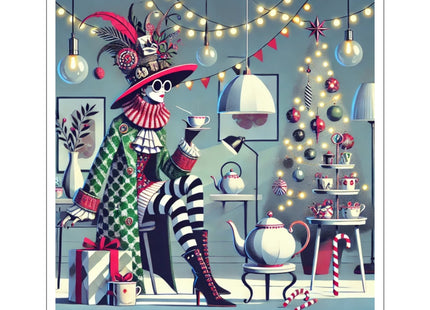 Whimsical Christmas Tea Party Kiss-Cut Stickers (4 Sizes)