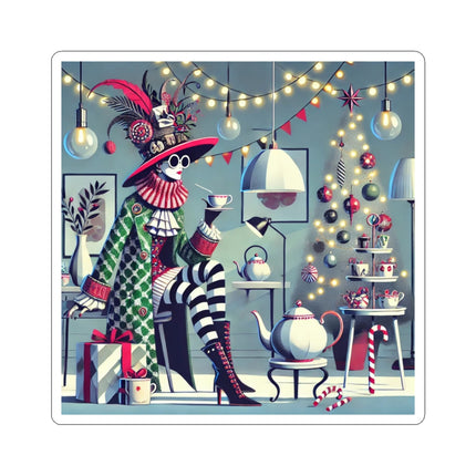 Whimsical Christmas Tea Party Kiss-Cut Stickers (4 Sizes)