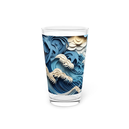 Dramatic Ocean with Crashing Waves Glass, 16oz