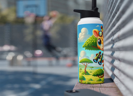 Giraffe Lookout Stainless Steel Water Bottle, Standard Lid