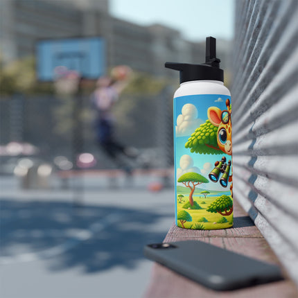 Giraffe Lookout Stainless Steel Water Bottle, Standard Lid