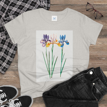 Women's Blue Iris Print Midweight Cotton Tee