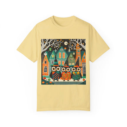 Night of the Trick-or-Treating Owlets Unisex Garment-Dyed T-shirt
