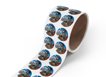 Elegant Winter Woman in Sleigh Round Sticker Label Rolls