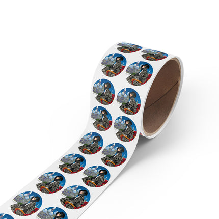 Elegant Winter Woman in Sleigh Round Sticker Label Rolls