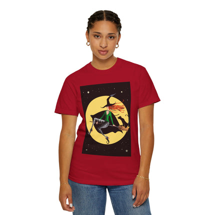 A Witch’s Moonlit Flight Unisex Garment-Dyed T-shirt