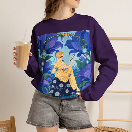 🪞🌺 The Enchanted Garden Mirror Crewneck Sweatshirt – Art Deco Fashion Whimsy