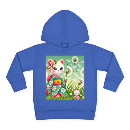 Geisha Kitten and the Dandelion Wish Toddler Pullover Fleece Hoodie