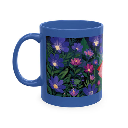 🌙🌺 The Lady Of The Midnight Flower Garden Ceramic Mug – Art Deco Floral Elegance