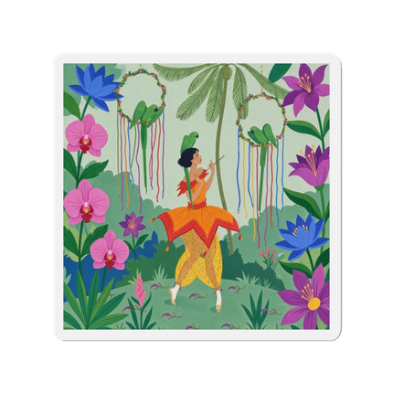 🦜🌺 The Parrot Dancer Die-Cut Magnets – Art Deco Tropical Whimsy