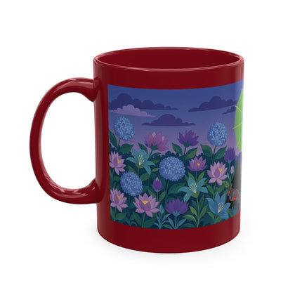 🧶☂️ The Lady Of The Garden Knitting Circle Ceramic Mug – Art Deco Floral Whimsy