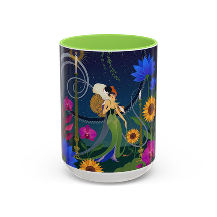 The Lady Of The Starlit Candles Colorful Mugs – Art Deco Theatrical Romance
