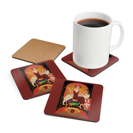 Capricorn Zodiac Design – December & Garnet by Sofia Chiostri | Corkwood Coaster Set