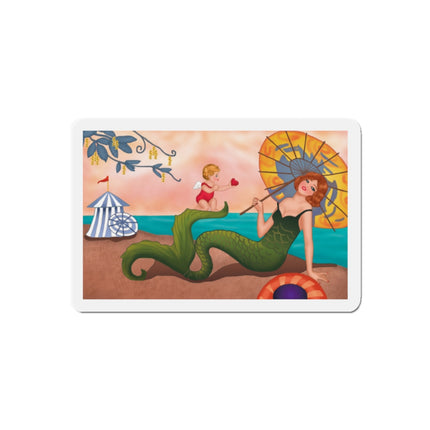Mermaid with Parasol and Cupid by George Barbier Die-Cut Magnets (5 Sizes)