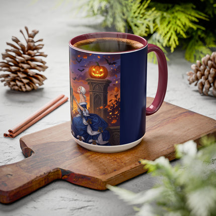 🎃💙 The Pumpkin Lantern Courtship Colorful Mug – Romantic Halloween Elegance