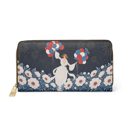 🎈🌼 The Midnight Balloon Garden Wallet – Art Deco Floral Celebration