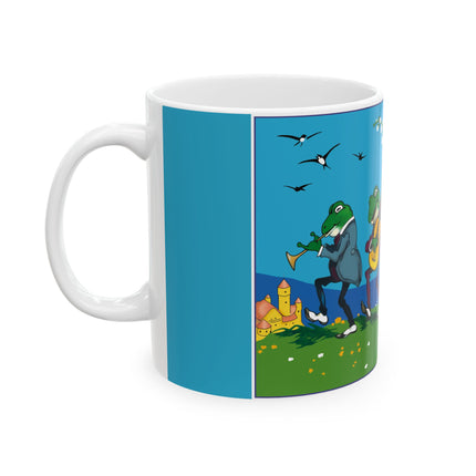 Frog and Beetle Band by Fritz Baumgarten Ceramic Mug 11oz