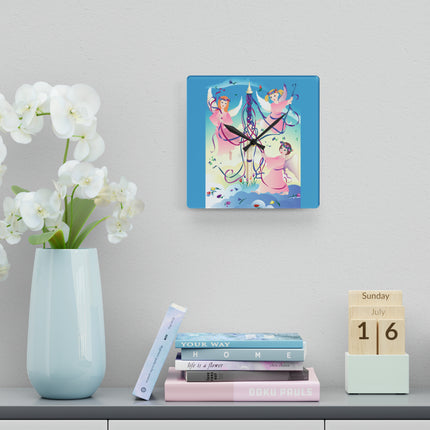 Angelic Revelry Acrylic Wall Clock