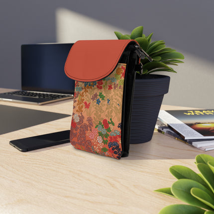 Japanese Fan Flower Pattern by G.A. Audsley Small Cell Phone Wallet