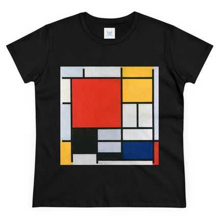 Composition with Red, Yellow, Blue, and Black by Piet Mondrian Women's Midweight Cotton Tee