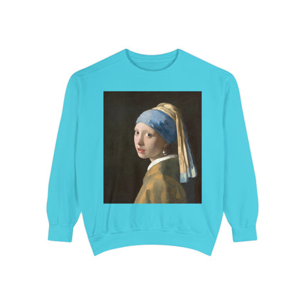 Girl with a Pearl Earring by Johannes Vermeer Unisex Garment-Dyed Sweatshirt