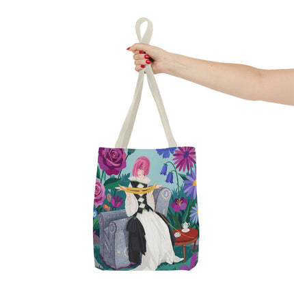 🌹🧶 The Lady Of The Golden Yarn Tote Bag – Art Deco Floral Elegance