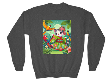 Parrot Dance of the Geisha Kitten Youth Crewneck Sweatshirt