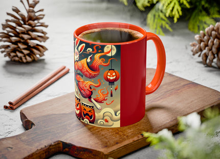 Jack-O’-Lantern Drums & The Kabuki Rabbit Colorful Mugs (11oz, 15oz)