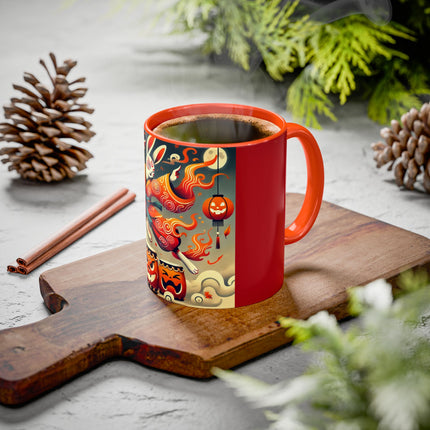 Jack-O’-Lantern Drums & The Kabuki Rabbit Colorful Mugs (11oz, 15oz)