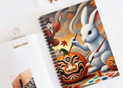 Halloween Rabbit’s Kabuki Jack-o’-Lanterns Spiral Notebook - Ruled Line
