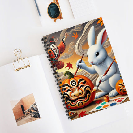 Halloween Rabbit’s Kabuki Jack-o’-Lanterns Spiral Notebook - Ruled Line