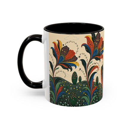 🌺🦋 The Enchanted Floral Voyage Colorful Mug – Art Deco Botanical Whimsy