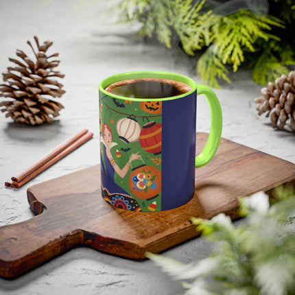 🏮🎃 The Lady Of Halloween Lanterns Colorful Mug – Colorful Art Deco Halloween Charm