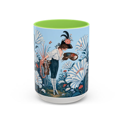 🎨💙 The Enchanted Garden Artist Colorful Mug – Art Deco Floral Whimsy