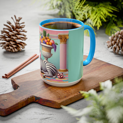 Still Life with Zebra, Fruit, and Pink Columns Colorful Mugs (11oz, 15oz)