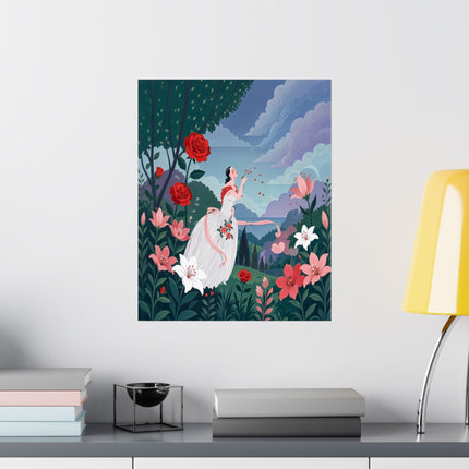 🌹💌 The Lady Of The Whispering Roses Matte Vertical Poster – Art Deco Garden Romance