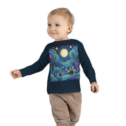 Enchanted Nighttime Raccoons Toddler Long Sleeve Tee