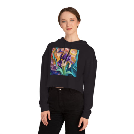 The Elegant Iris Flower Women’s Cropped Hooded Sweatshirt