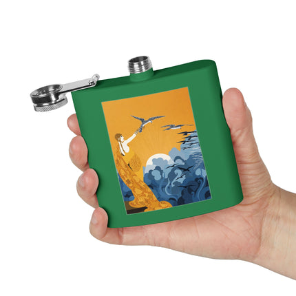 Falcon Mistress Stainless Steel Flask – Art Deco Majesty & Mythic Freedom