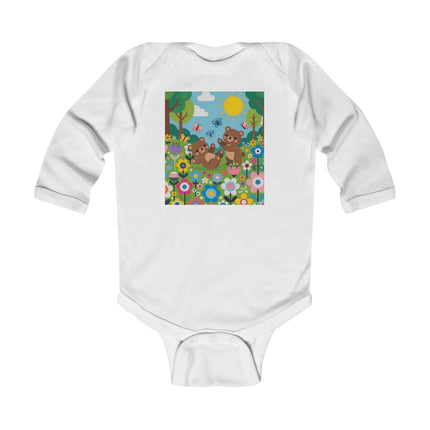 Woodland Bear Cubs at Play Baby Long Sleeve Bodysuit – Cozy Forest Adventure Design