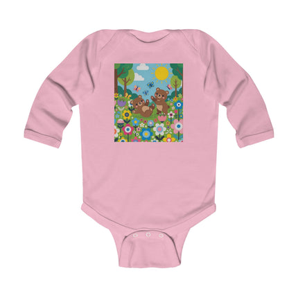Woodland Bear Cubs at Play Baby Long Sleeve Bodysuit – Cozy Forest Adventure Design