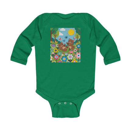 Woodland Bear Cubs at Play Baby Long Sleeve Bodysuit – Cozy Forest Adventure Design