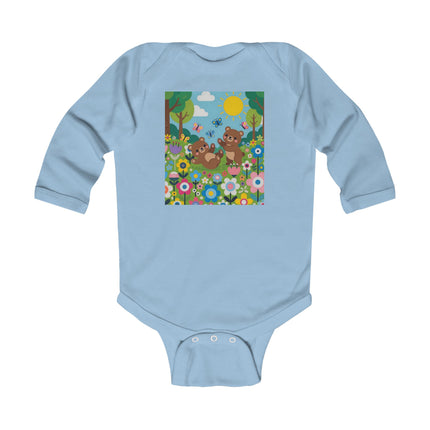 Woodland Bear Cubs at Play Baby Long Sleeve Bodysuit – Cozy Forest Adventure Design