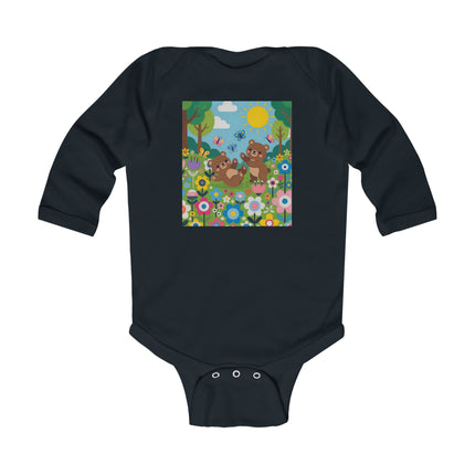 Woodland Bear Cubs at Play Baby Long Sleeve Bodysuit – Cozy Forest Adventure Design