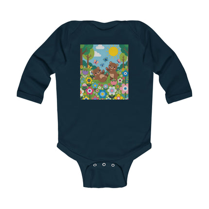 Woodland Bear Cubs at Play Baby Long Sleeve Bodysuit – Cozy Forest Adventure Design