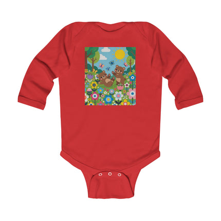 Woodland Bear Cubs at Play Baby Long Sleeve Bodysuit – Cozy Forest Adventure Design
