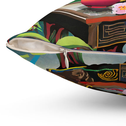 Cyberpunk Rooster Spun Polyester Square Pillow
