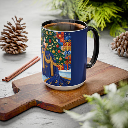 👑🎄 The Christmas Queen Of Golden Bells Colorful Mug – Art Deco Holiday Elegance