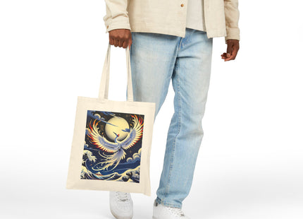 Majestic White Crane Cotton Canvas Tote Bag